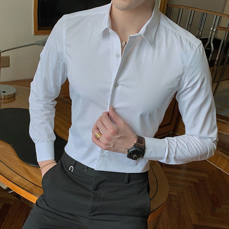 Men's shirt plus fat to increase casual long sleeves